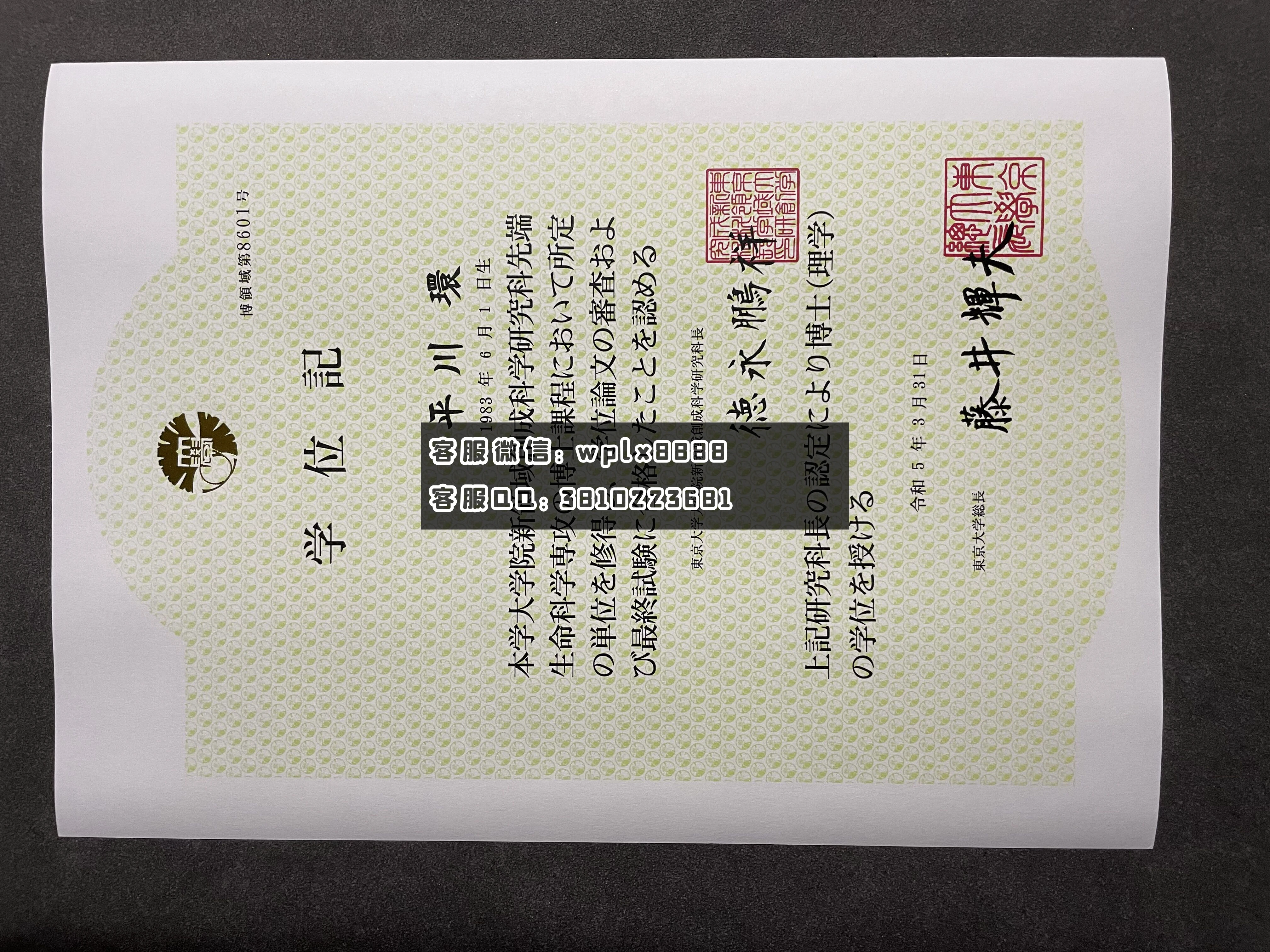 日本东京大学毕业证  成品0825