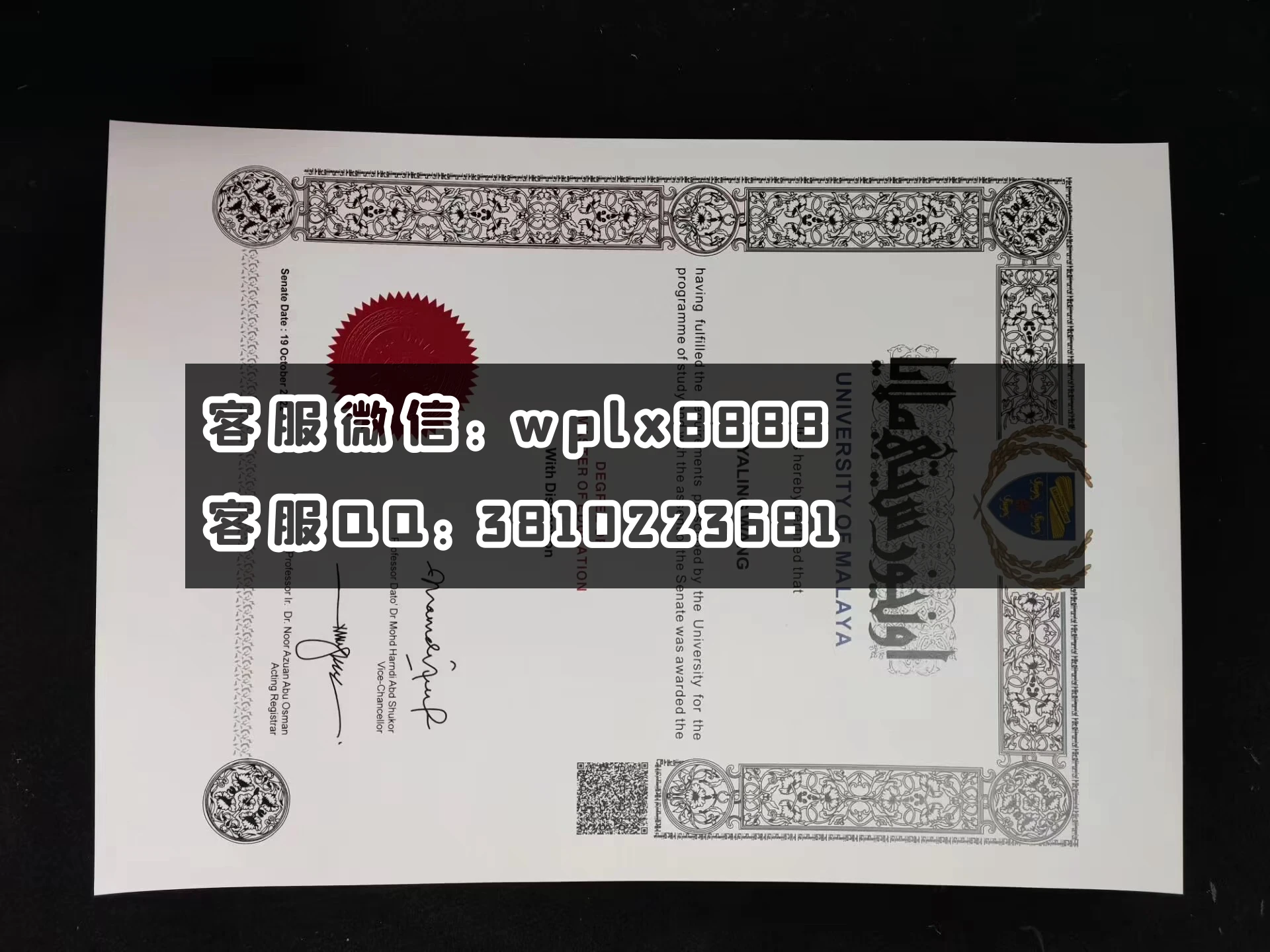 马来亚大学毕业证 成品  wangyaling