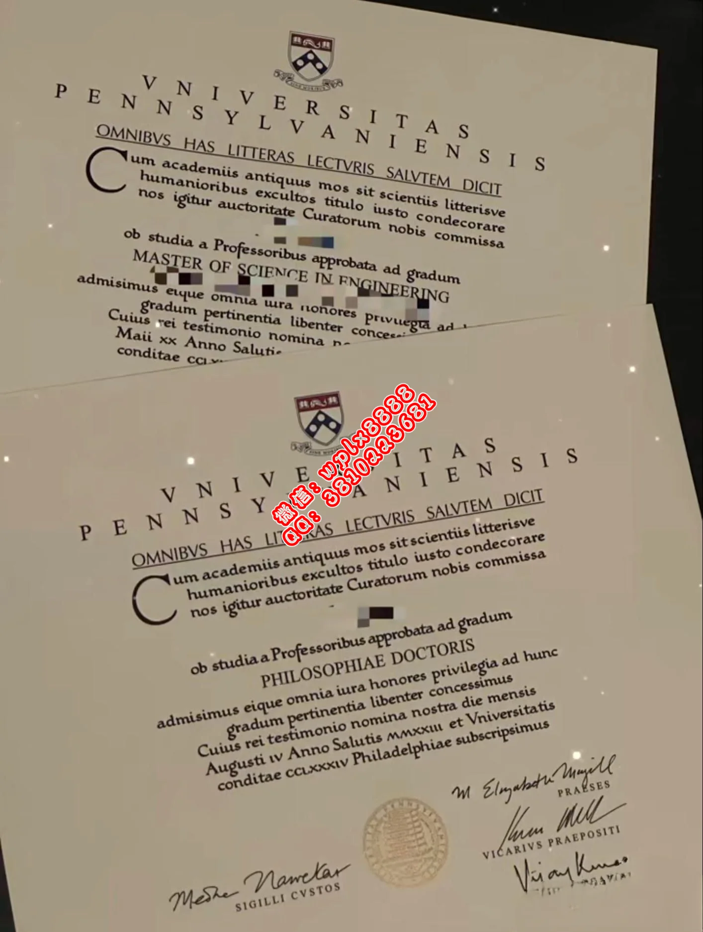 宾夕法尼亚大学毕业证样本成绩单模板