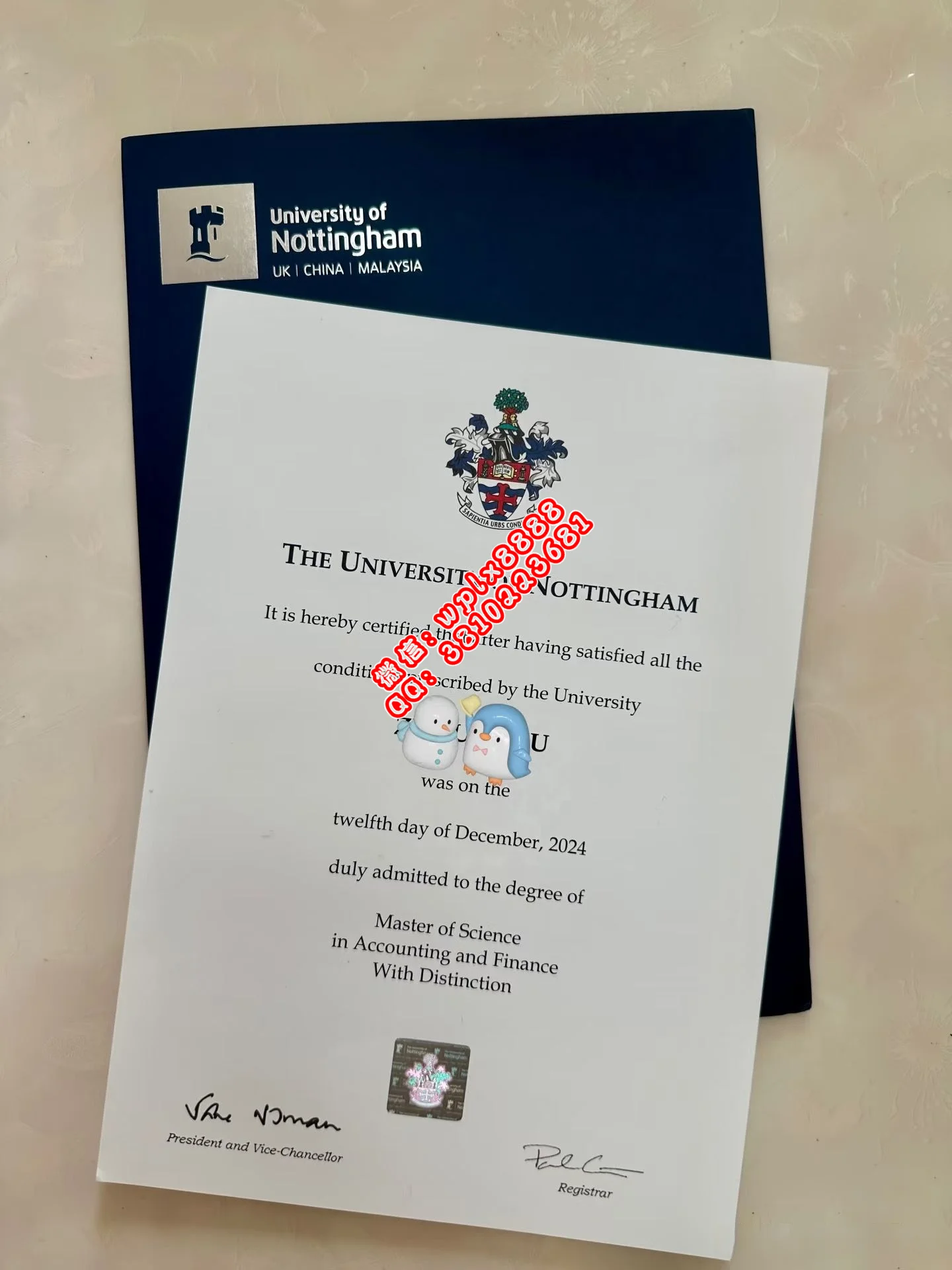 诺丁汉大学毕业证样本成绩单模板