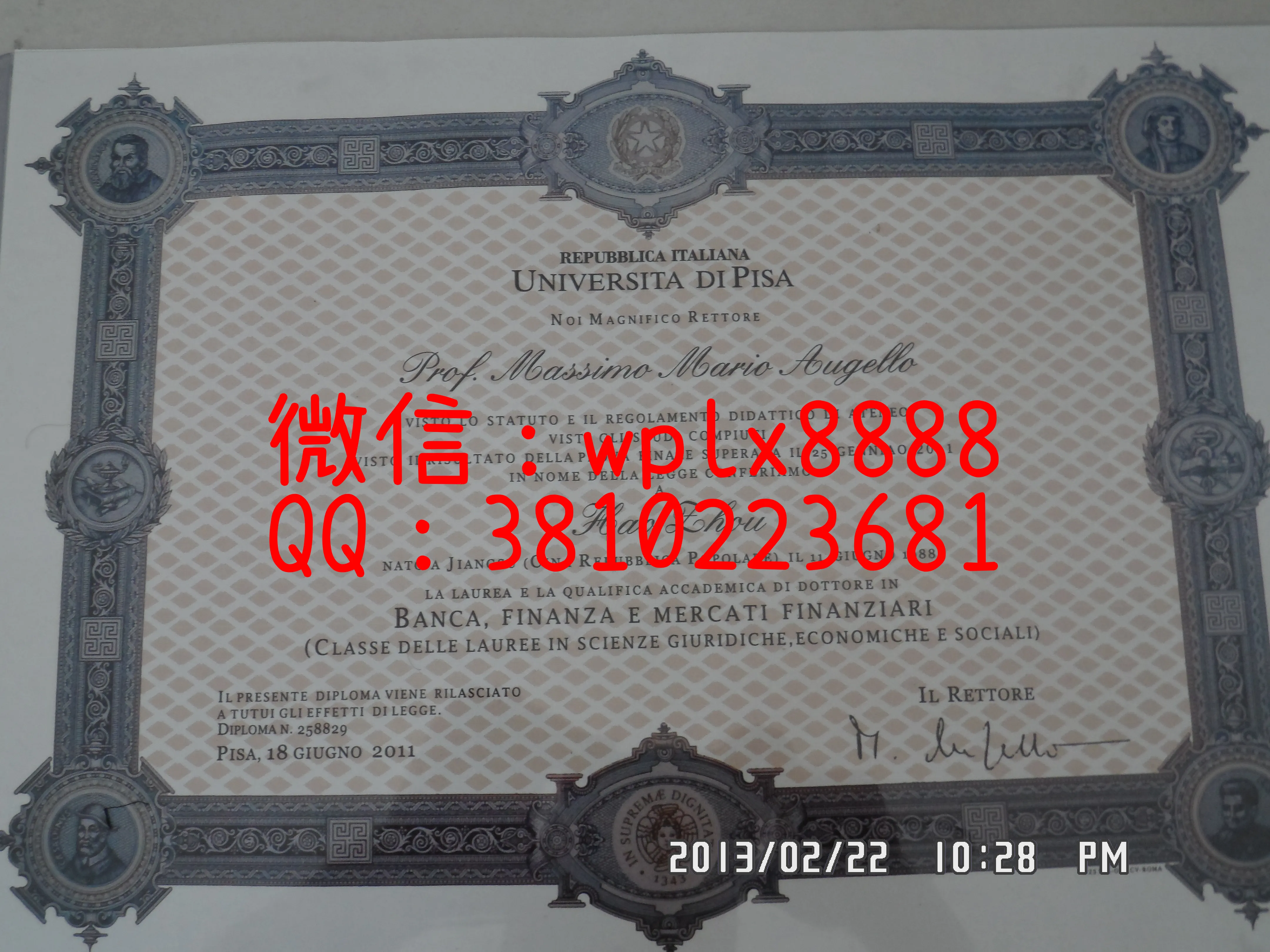 比萨大学毕业证