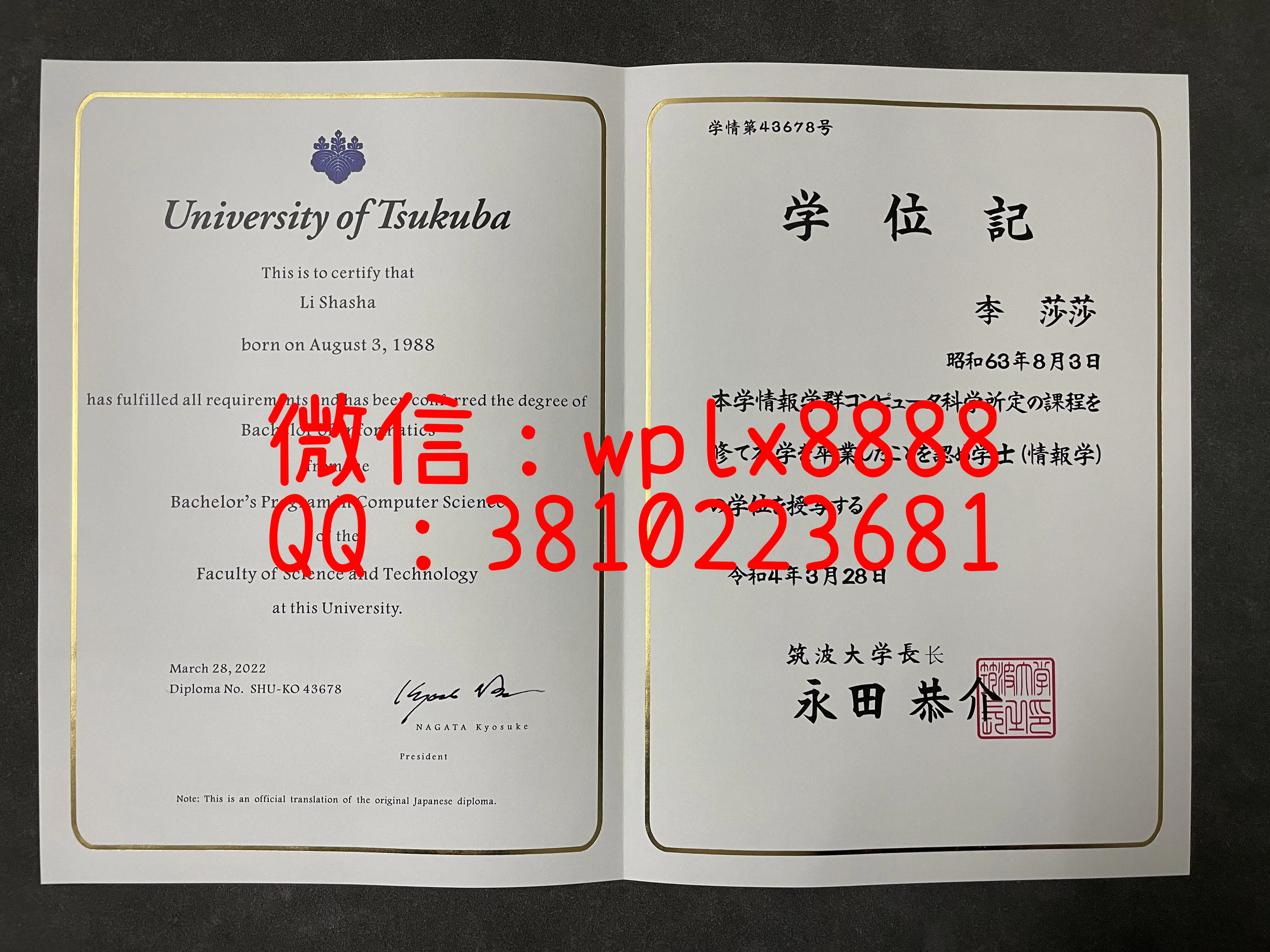 日本驻波大学毕业证-成品0321