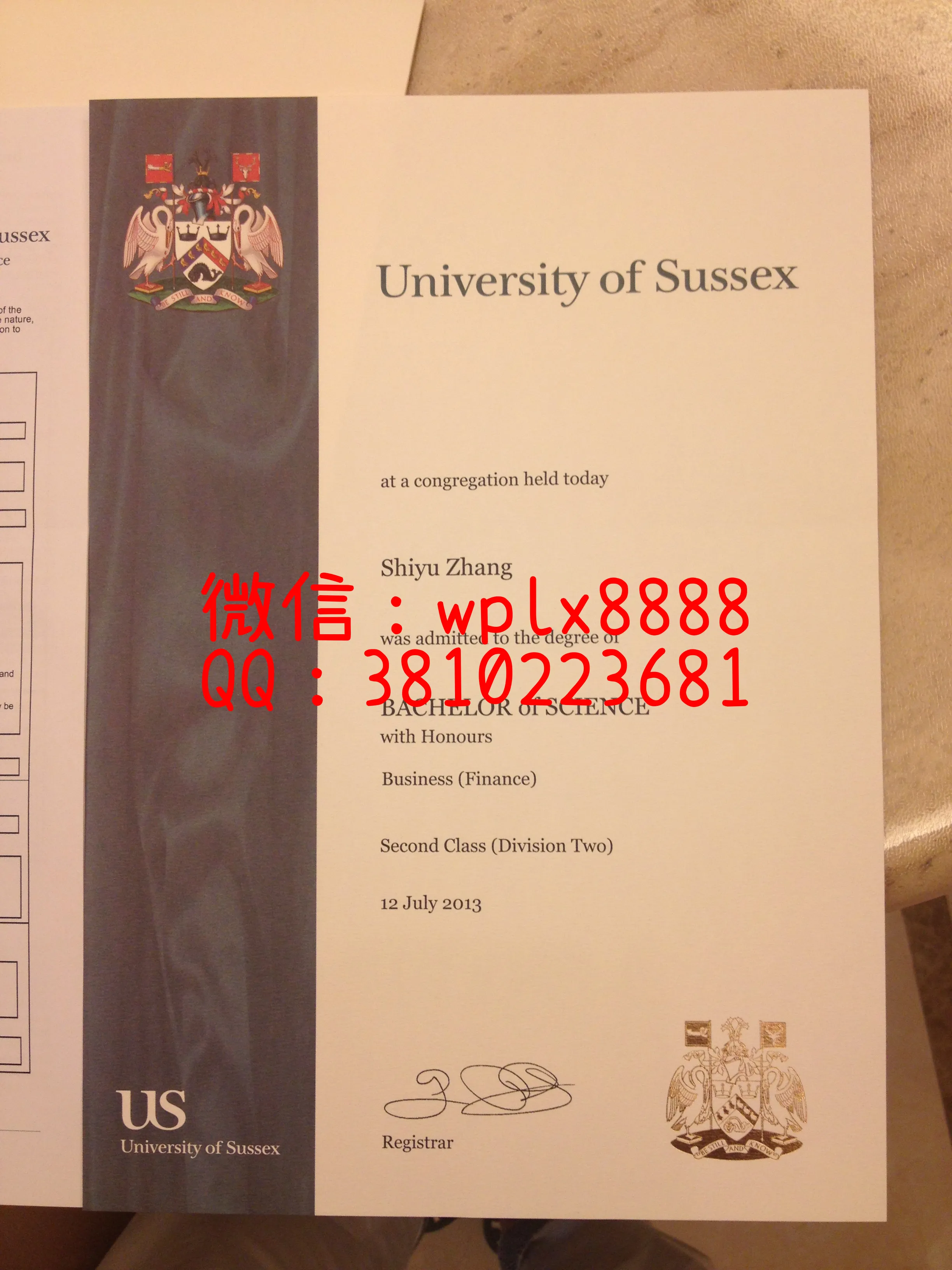 萨塞克斯大学真实毕业证