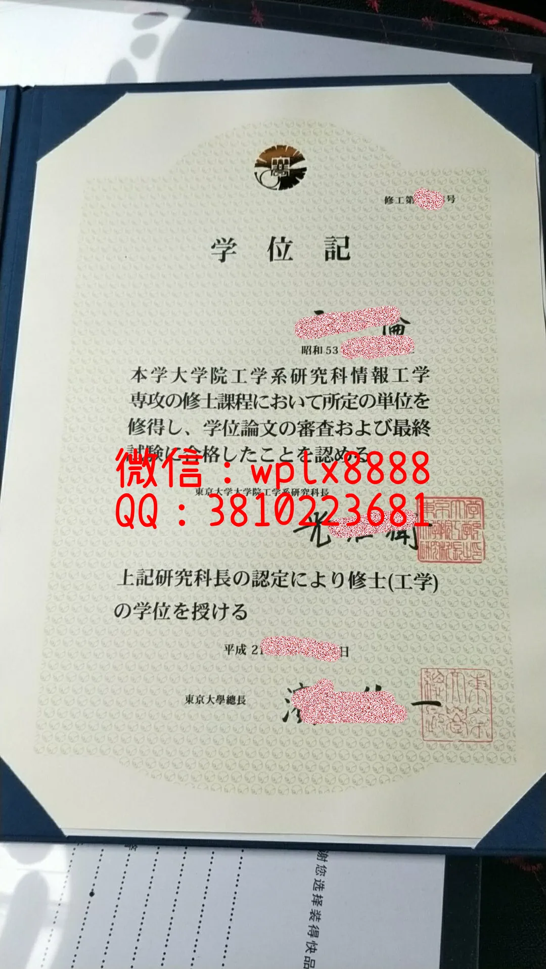 日本东京大学毕业证实拍