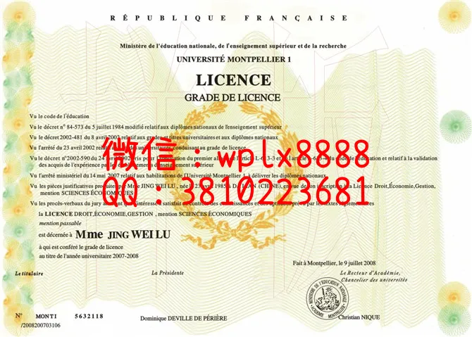 法国：蒙比利埃大学毕业证