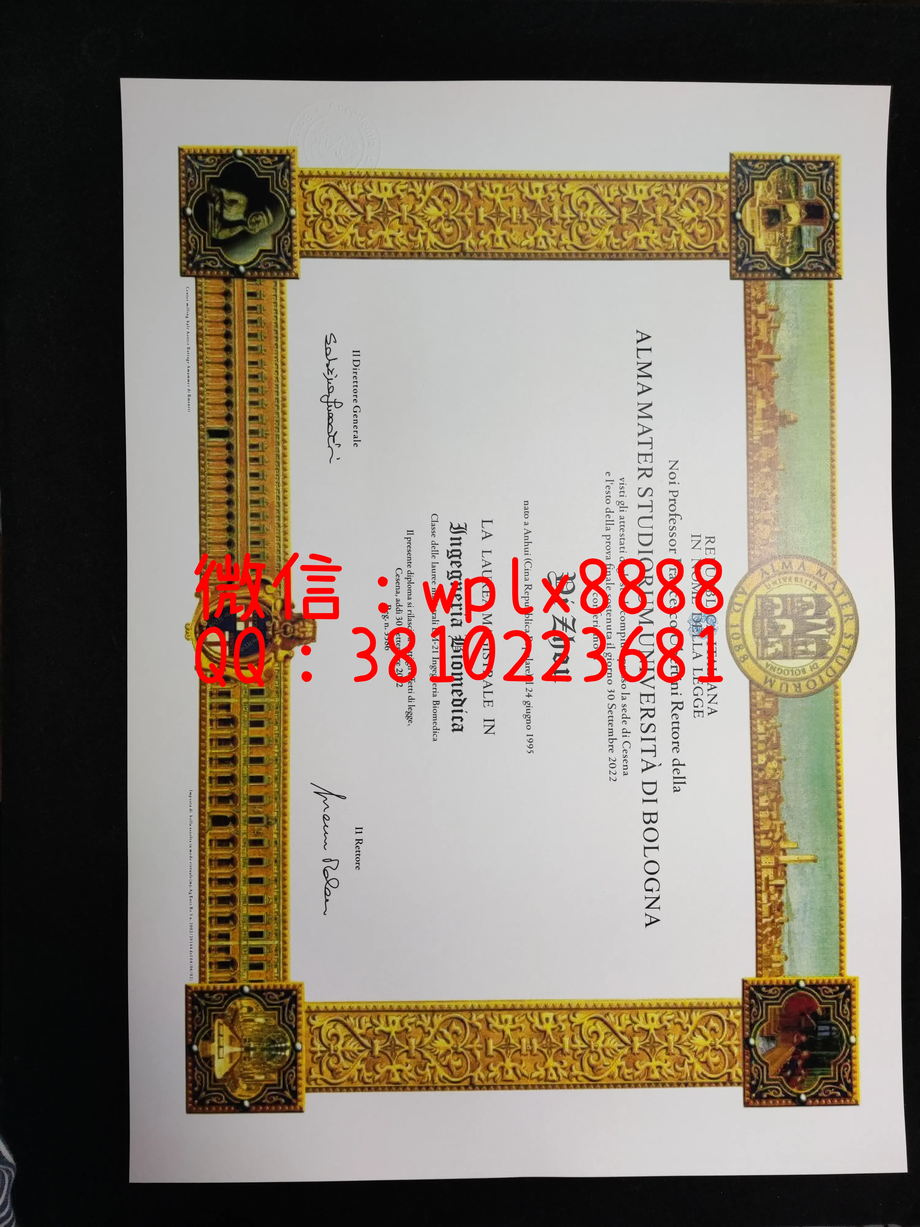 意大利博洛尼亚大学毕业证-成品