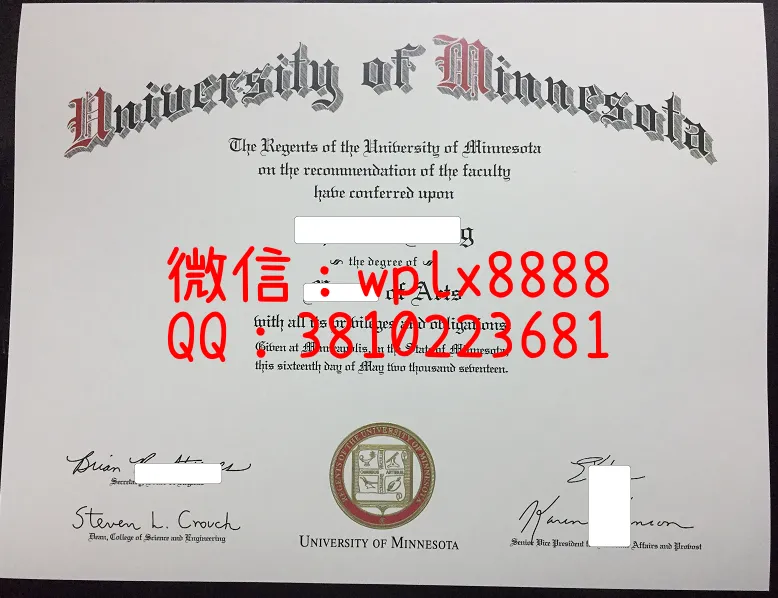 明尼苏达大学毕业证