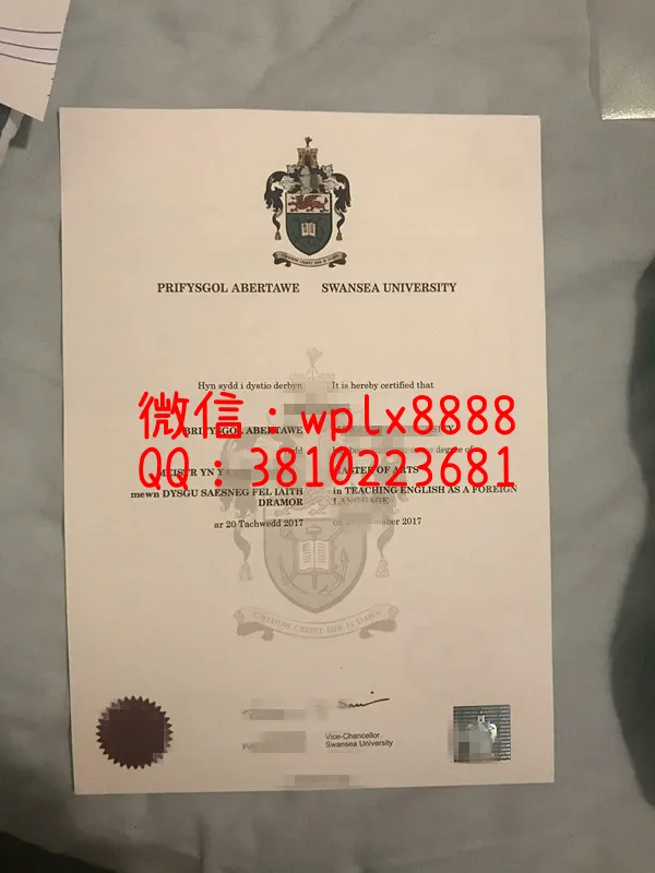 斯旺西大学毕业证书样本