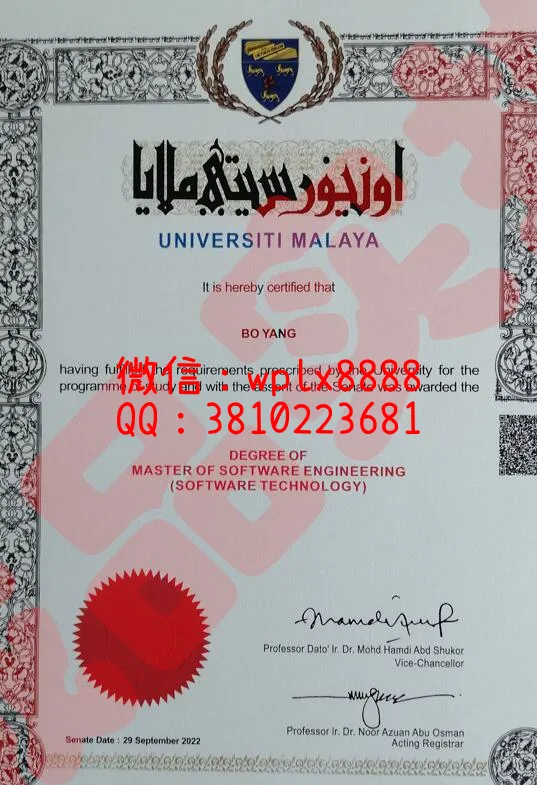 马来亚大学毕业证-成品