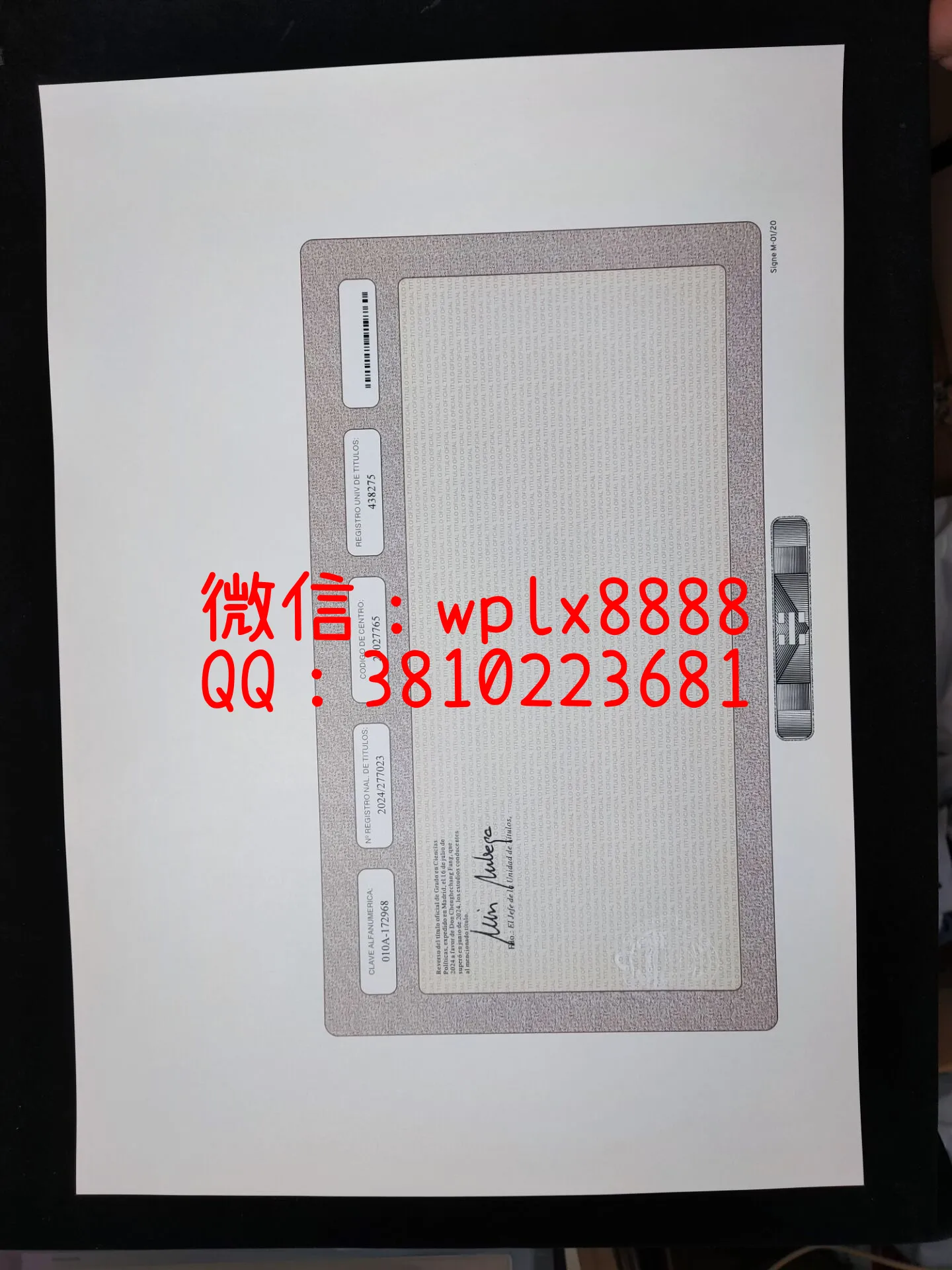 西班牙康普斯顿大学毕业证背面-成品