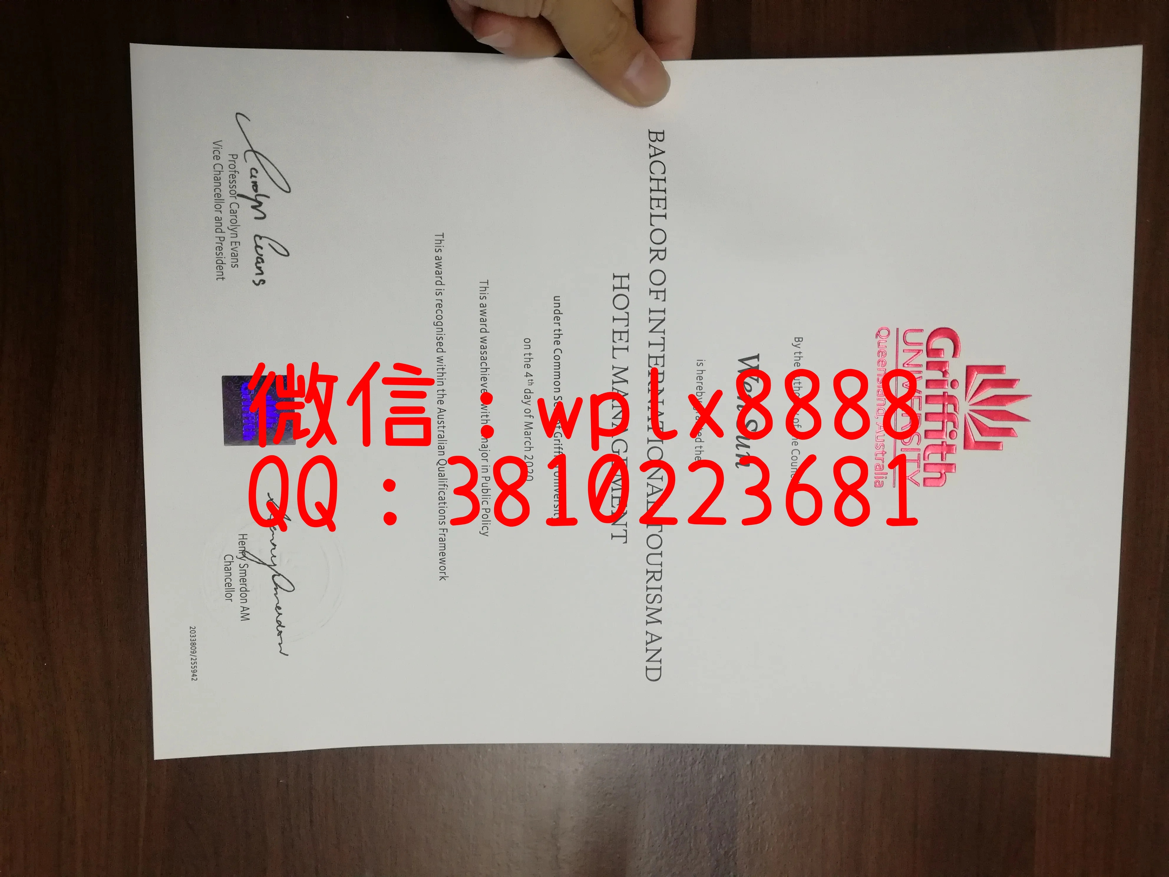 格里菲斯大学毕业证样本