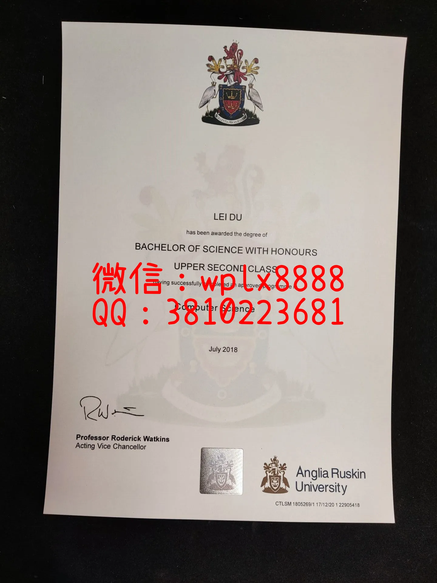 英国安格利亚鲁斯金大学-毕业证