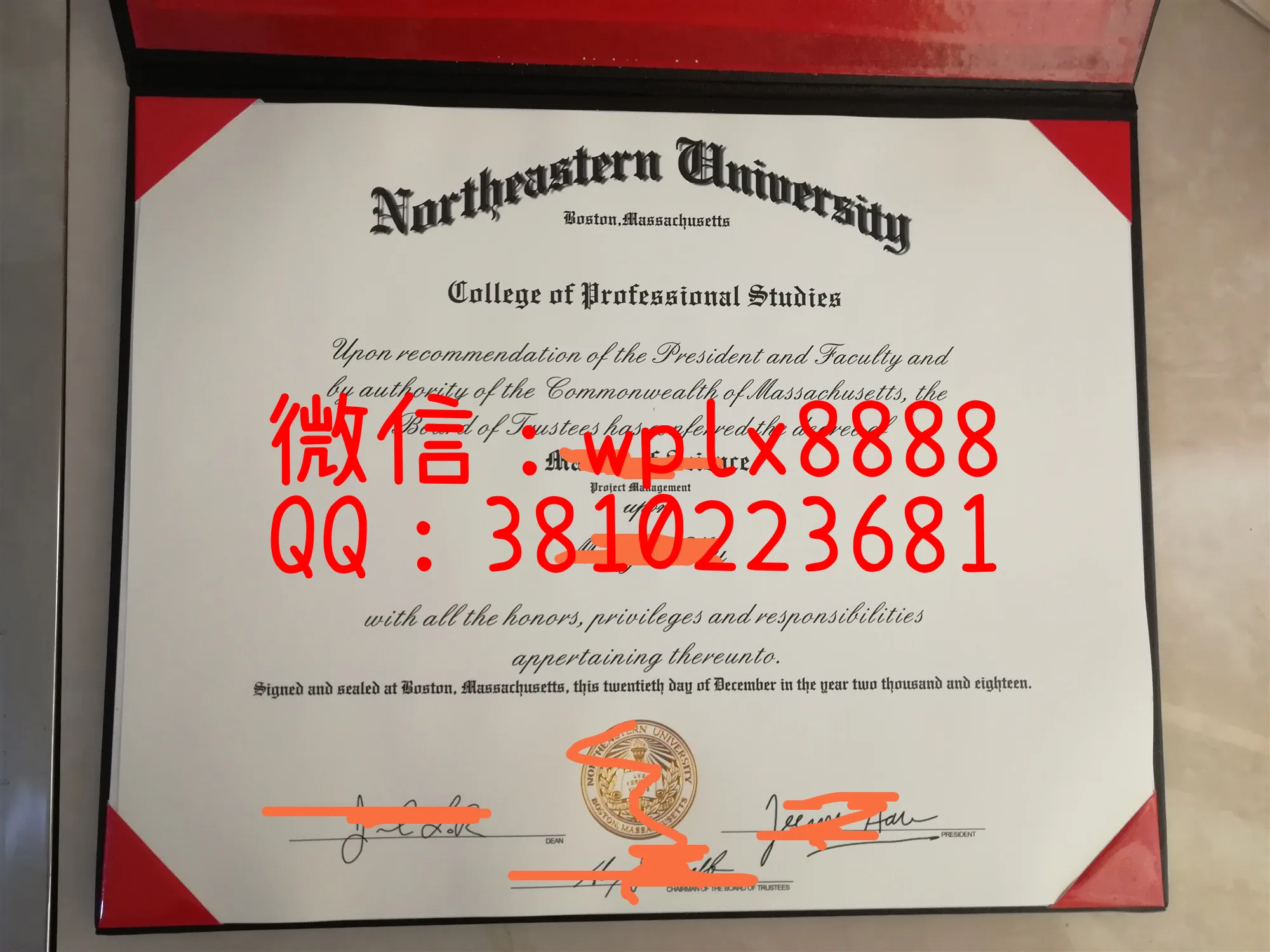 美国东北大学毕业证