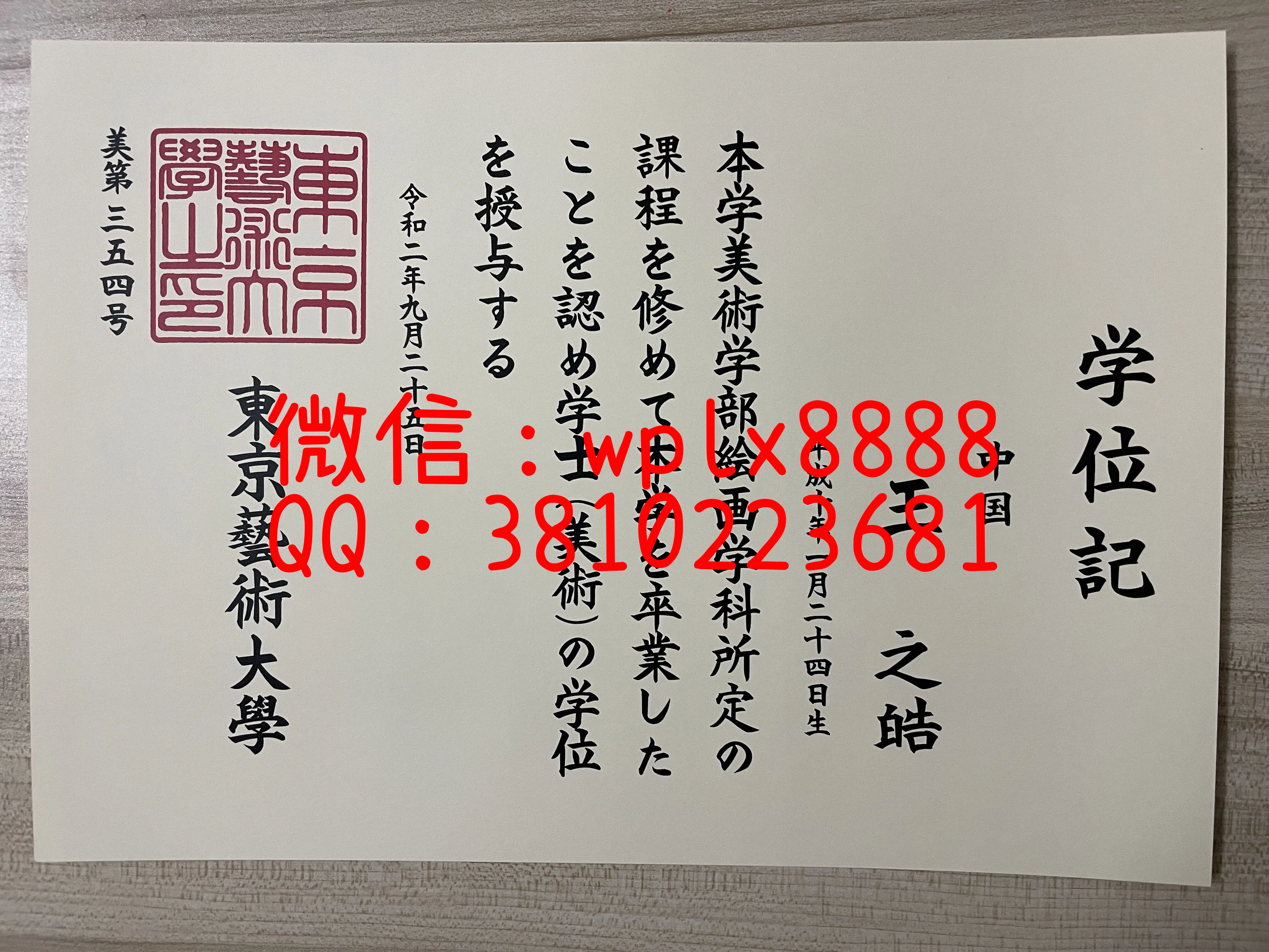 日本东京艺术大学毕业证-成品