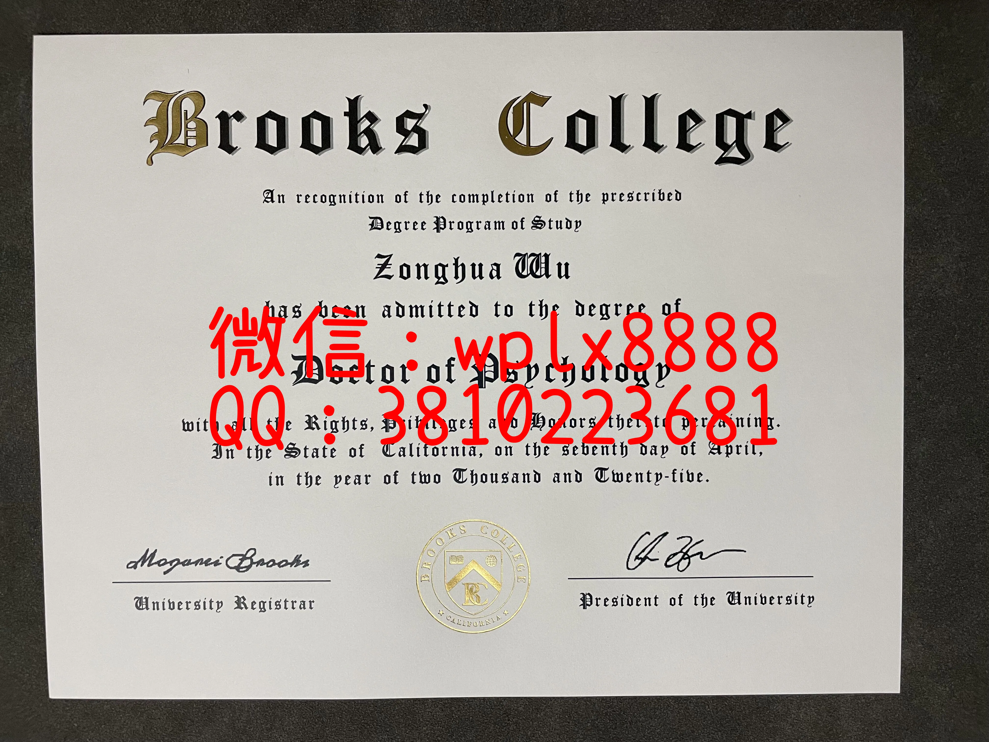 美国布鲁克大学毕业证-成品