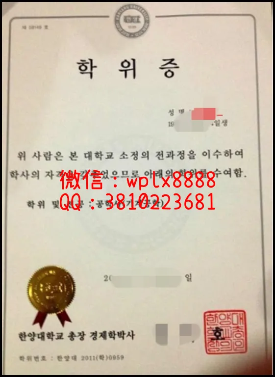 汉阳大学原版毕业证_副本